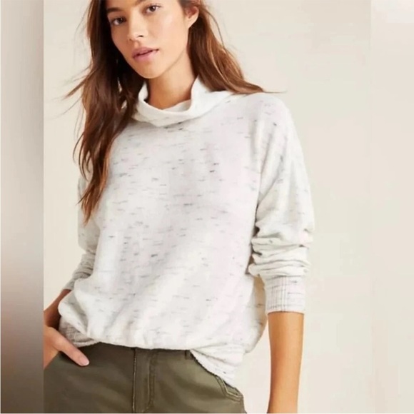 Anthropologie Sweaters - Anthropologie Marled Cowl Neck Drop Shoulder Elastic Sweater Lightweight XS